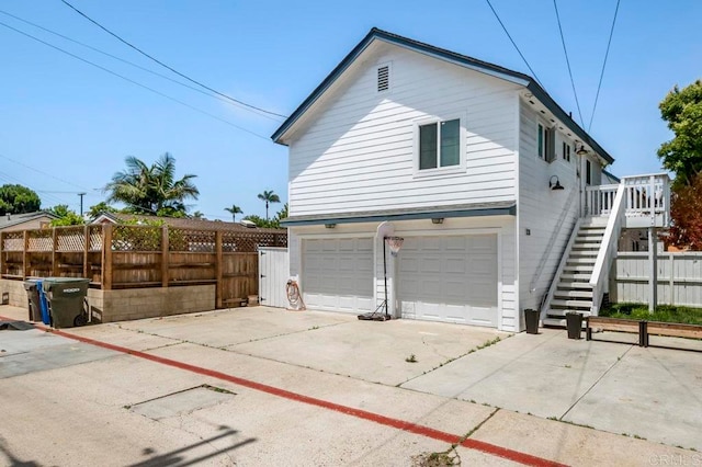 view of home's exterior with a garage