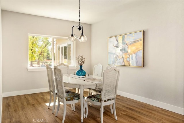 dining area with hardwood / wood-style floors