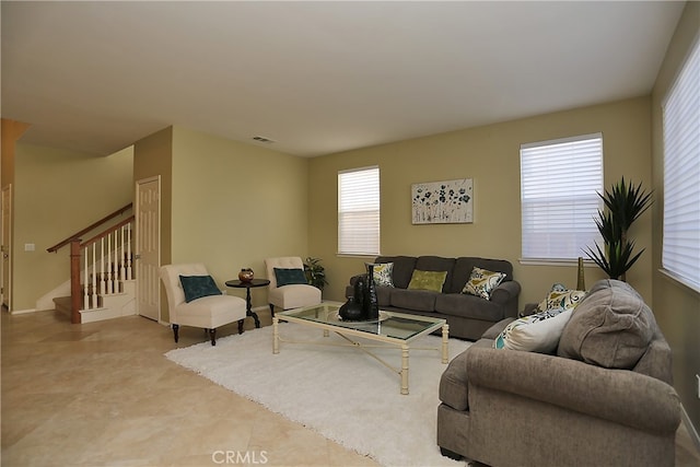 living room with plenty of natural light