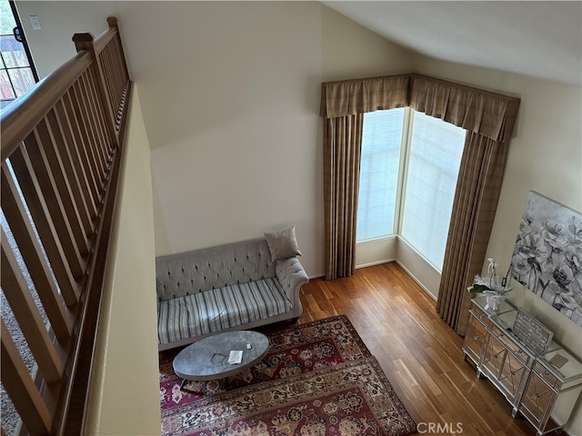 sitting room with hardwood / wood-style flooring