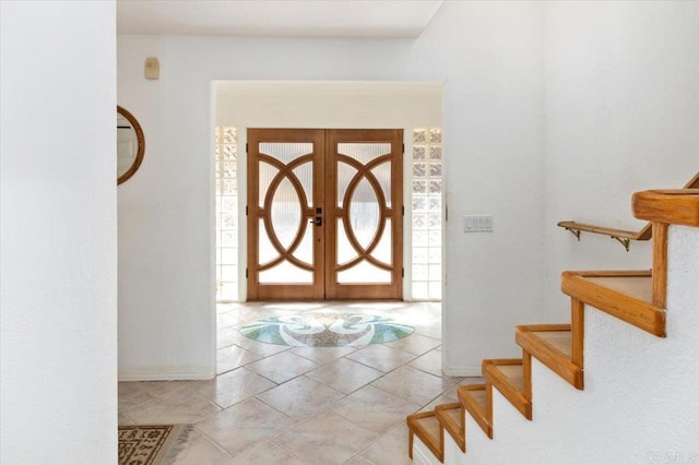 foyer featuring french doors