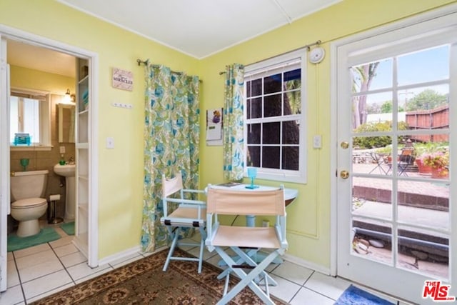 view of tiled dining area