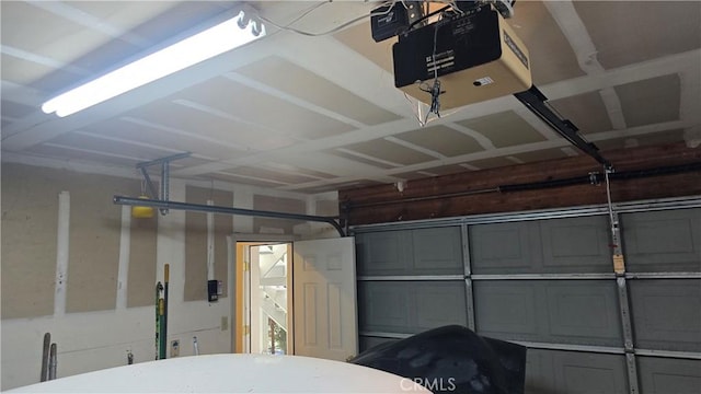 garage with a garage door opener