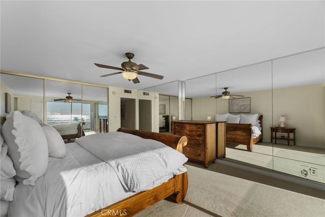 bedroom with carpet flooring and ceiling fan