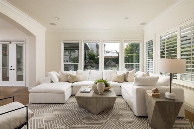 sunroom featuring french doors