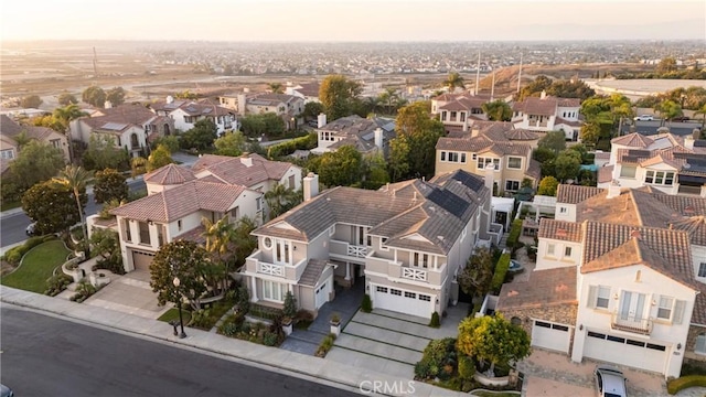 view of aerial view at dusk