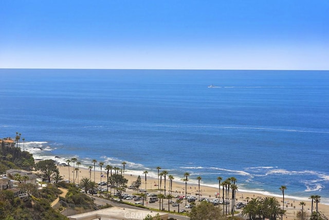 property view of water featuring a beach view