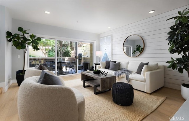 living room featuring light hardwood / wood-style flooring