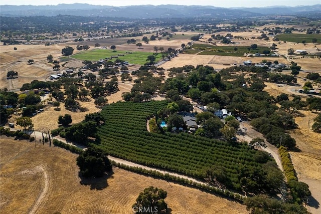 birds eye view of property with a rural view