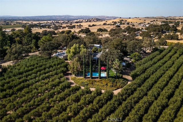 birds eye view of property with a rural view