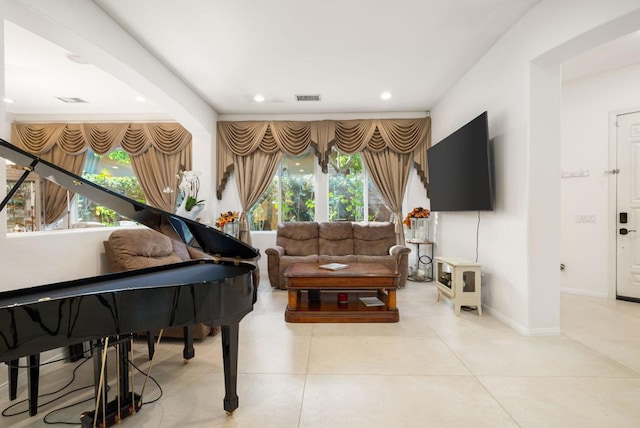 interior space featuring light tile patterned floors