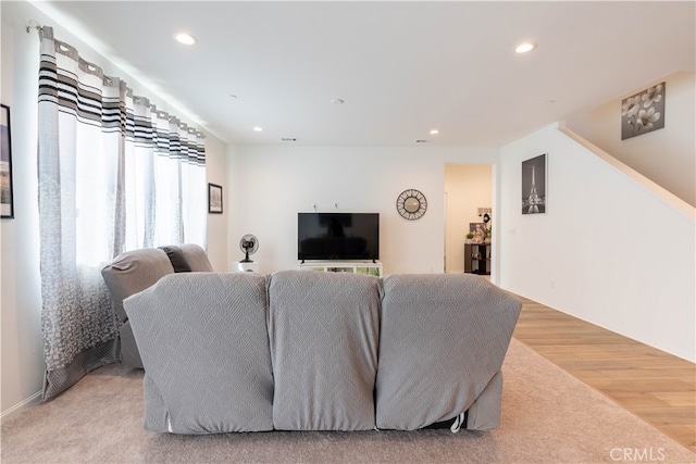 living room featuring light hardwood / wood-style flooring