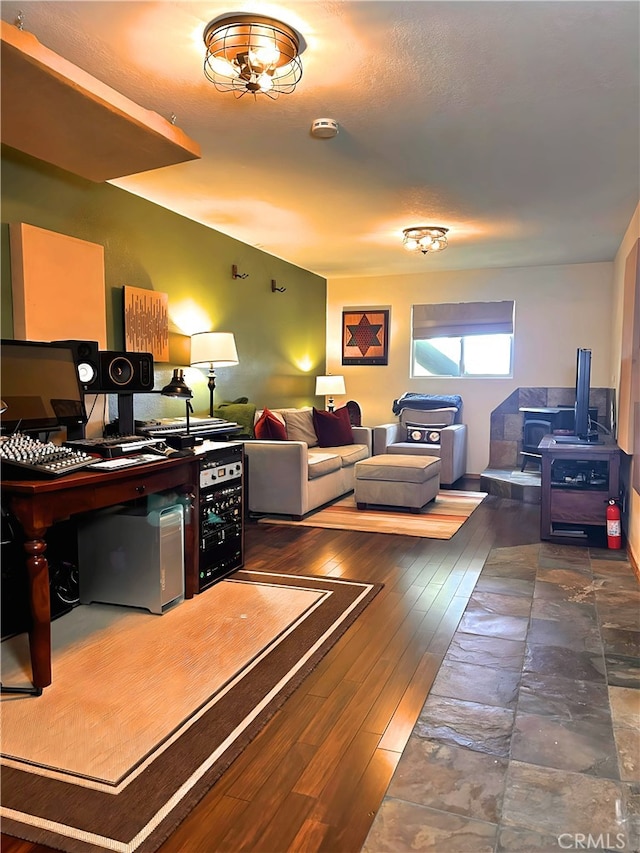 living room with hardwood / wood-style floors