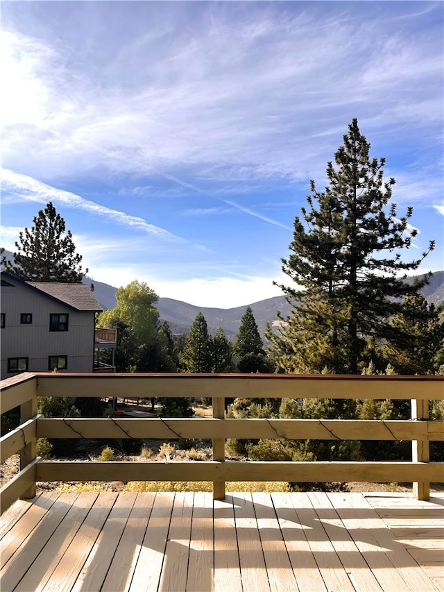 deck featuring a mountain view