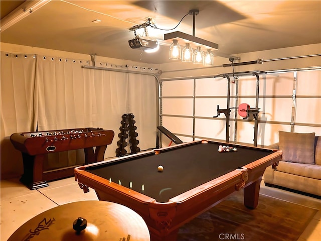 game room featuring pool table and tile patterned floors