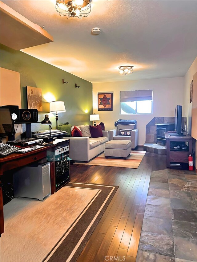 living room featuring dark hardwood / wood-style flooring