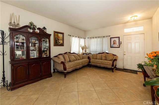 view of tiled living room