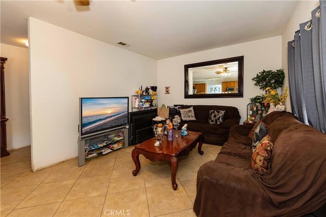 view of tiled living room