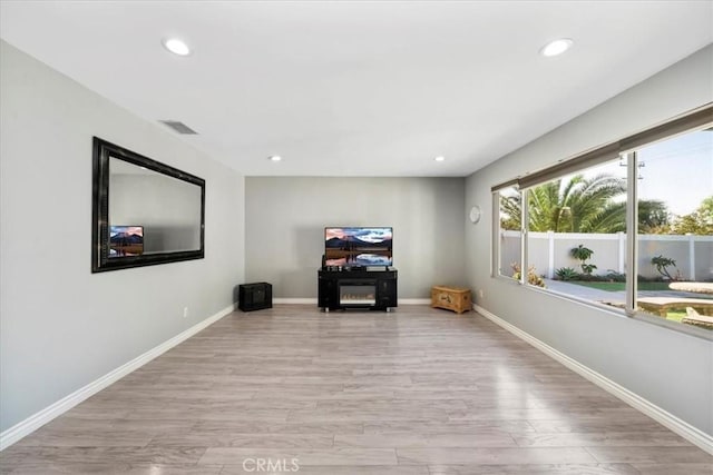 interior space with light hardwood / wood-style floors