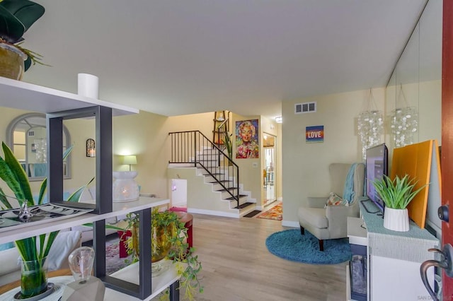 interior space with light hardwood / wood-style flooring