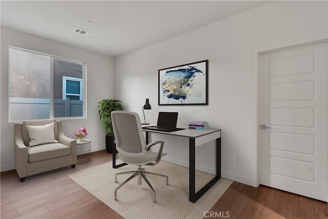 office featuring light hardwood / wood-style flooring