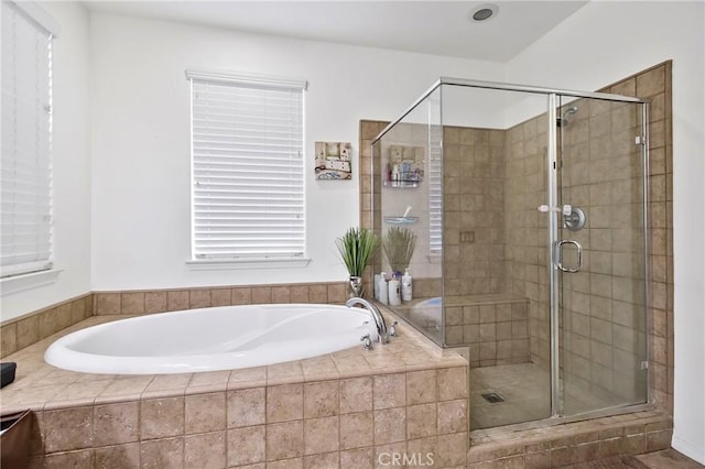 bathroom with independent shower and bath