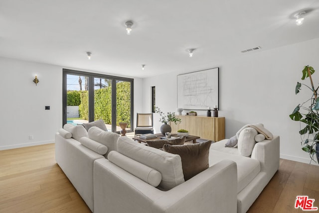 living room featuring light hardwood / wood-style floors