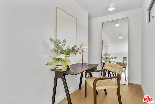 office space featuring light hardwood / wood-style floors