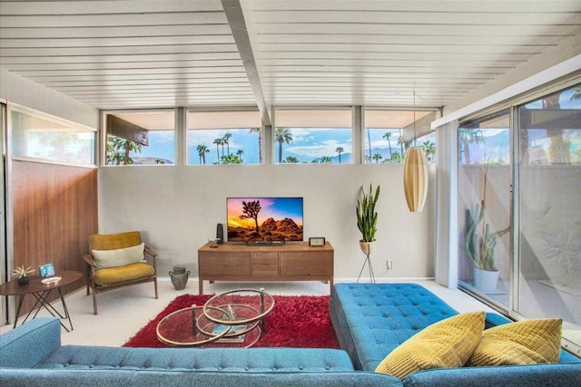 sunroom / solarium with beam ceiling