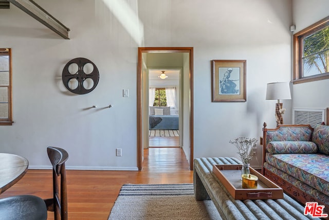 living room with wood-type flooring