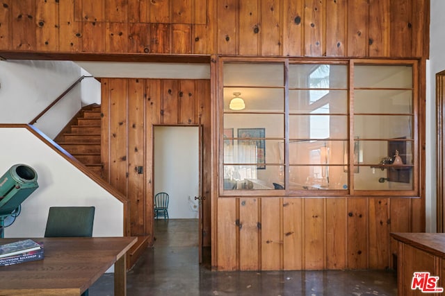 interior space with wooden walls