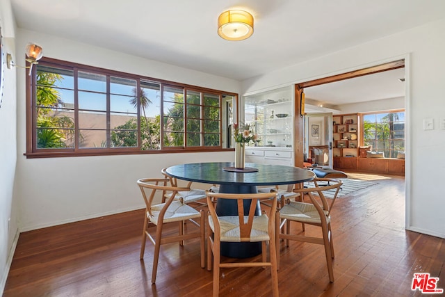 dining room featuring plenty of natural light and dark hardwood / wood-style floors