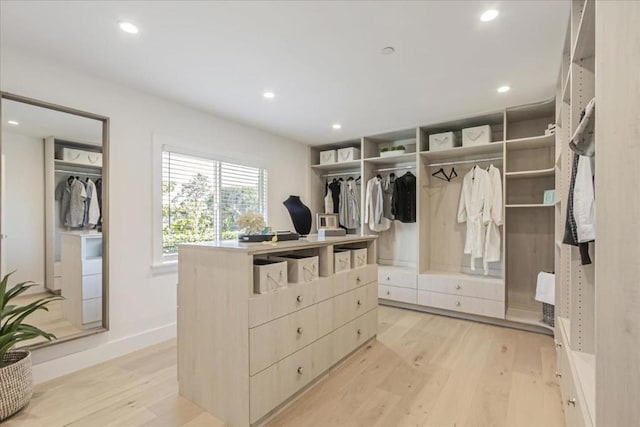 spacious closet with light wood-type flooring