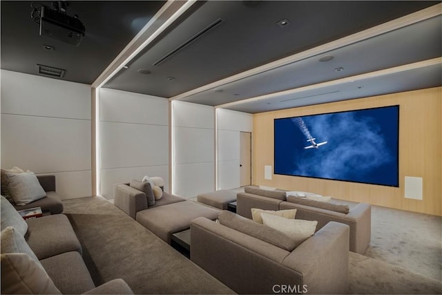 view of carpeted home theater