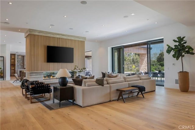 living room featuring light wood-type flooring