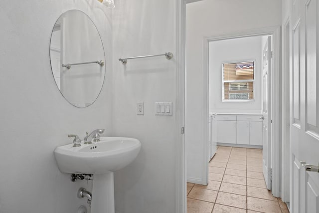 bathroom with tile patterned flooring