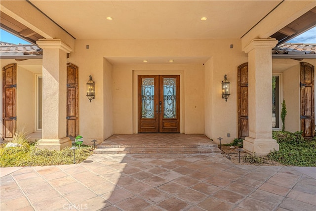 property entrance with french doors