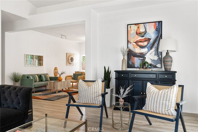 living area featuring light hardwood / wood-style floors