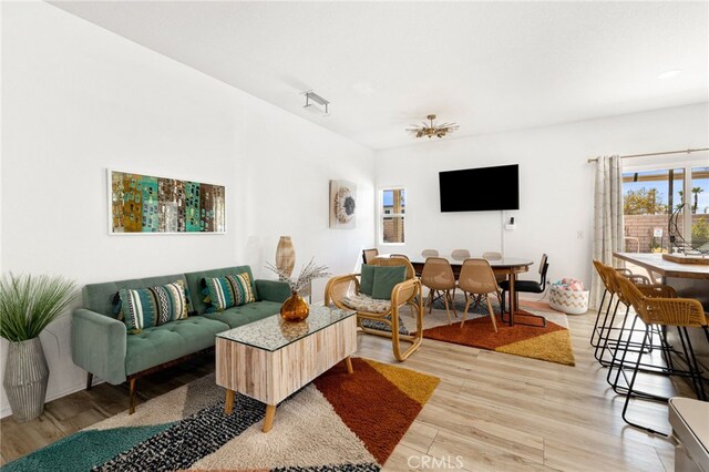 living room featuring light hardwood / wood-style flooring