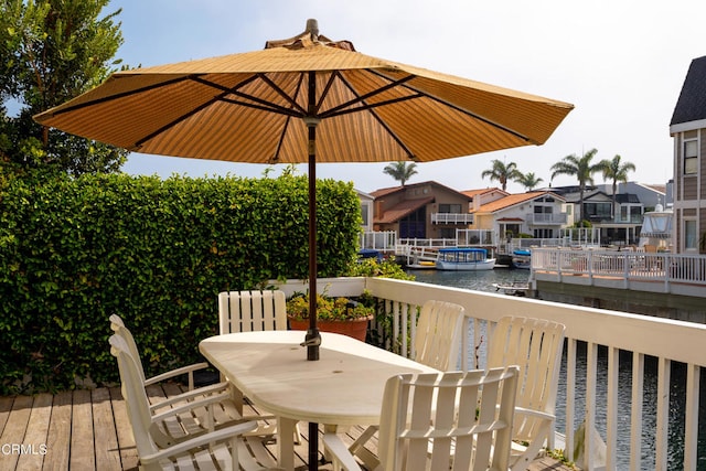 deck with a water view