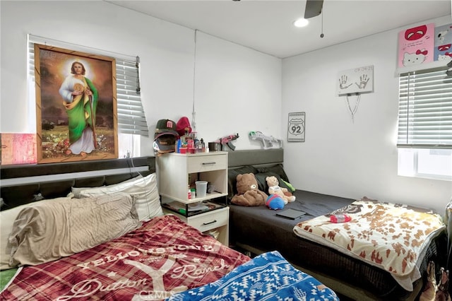 bedroom featuring ceiling fan