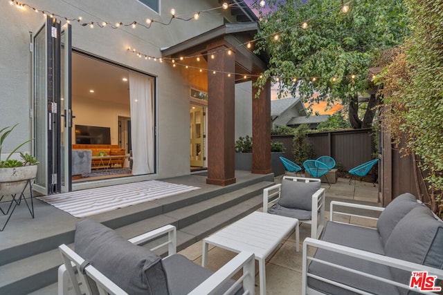 view of patio featuring outdoor lounge area