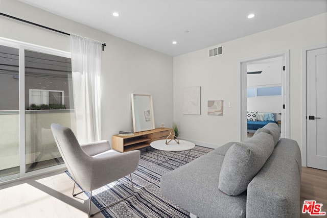 living room with wood-type flooring