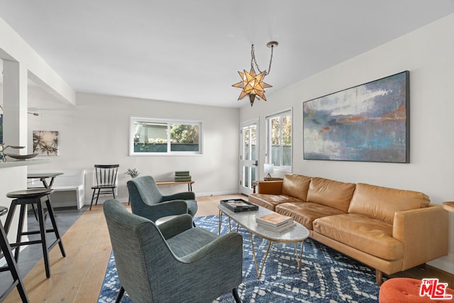 living room with light wood-type flooring