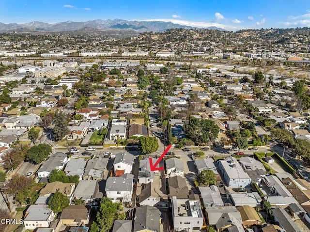 bird's eye view with a mountain view