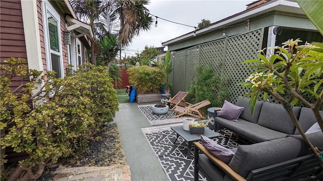 view of patio featuring an outdoor hangout area