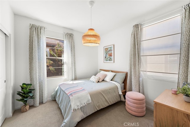 carpeted bedroom featuring a closet