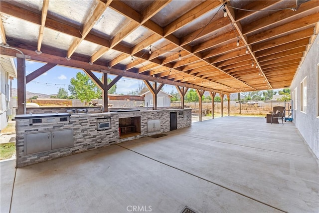 view of patio with an outdoor kitchen