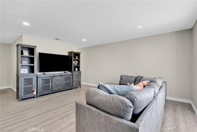 living room with light wood-type flooring