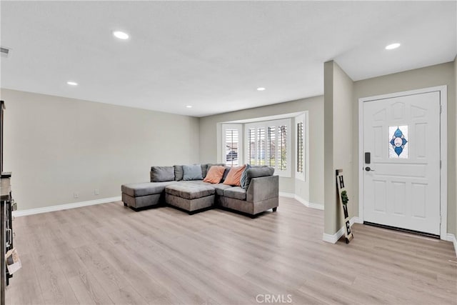 living room featuring light wood-type flooring